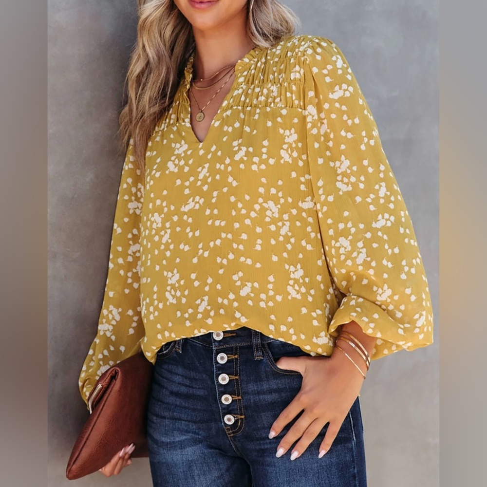 Boho Yellow Patterned Women's Top